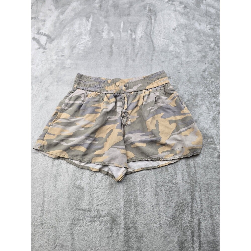 ​Express Womens Small Camo Drapey Pull On Shorts Elastic Waist Drawstring Tan S